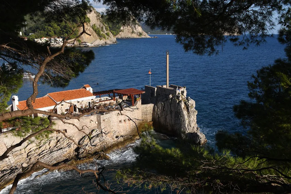 The small fortress on the rocks at Petrovac.