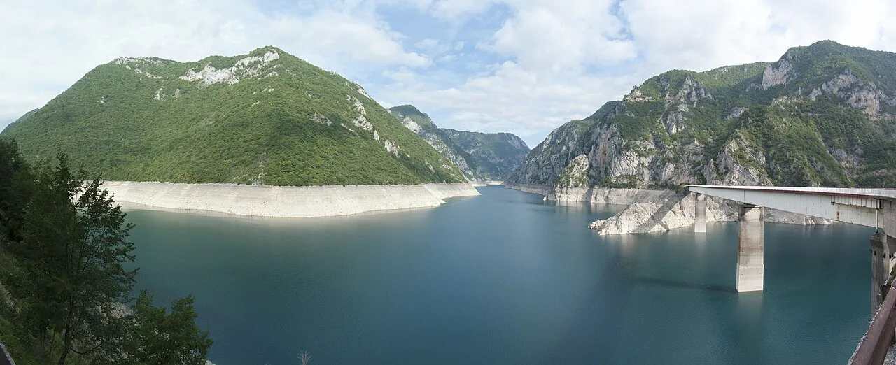 Piva Lake in Plužine municipality, the area around Piva Monastery.