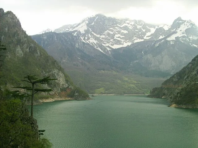 Piva Lake near Plužine, not far from Piva Monastery.