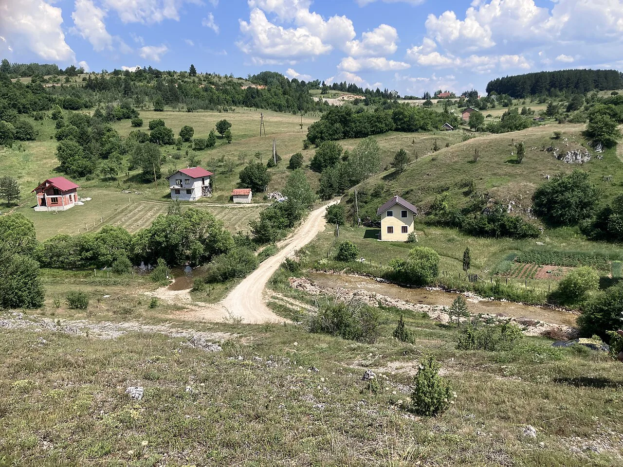 Green hills and scattered houses around Pljevlja.
