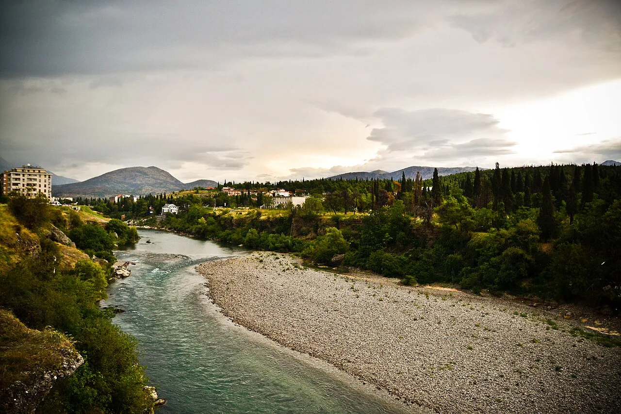 A river winding through the countryside at Podgorica.