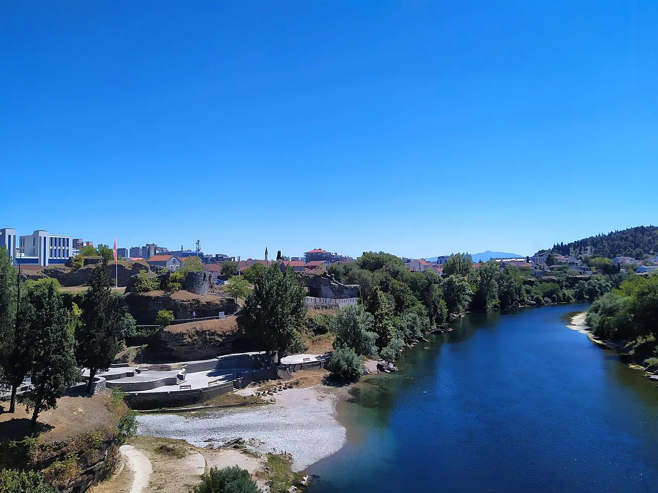 The Morača River and the city of Podgorica