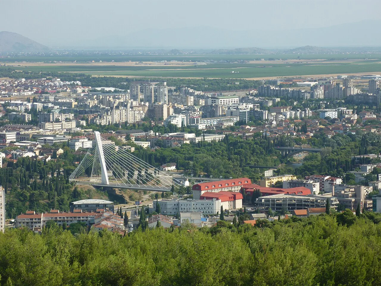 View over Podgorica, including the Millennium Bridge.
