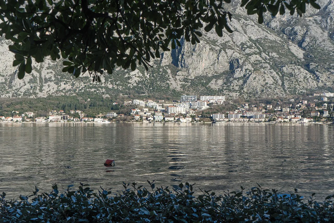 Dobrota across the bay, seen from Prčanj.