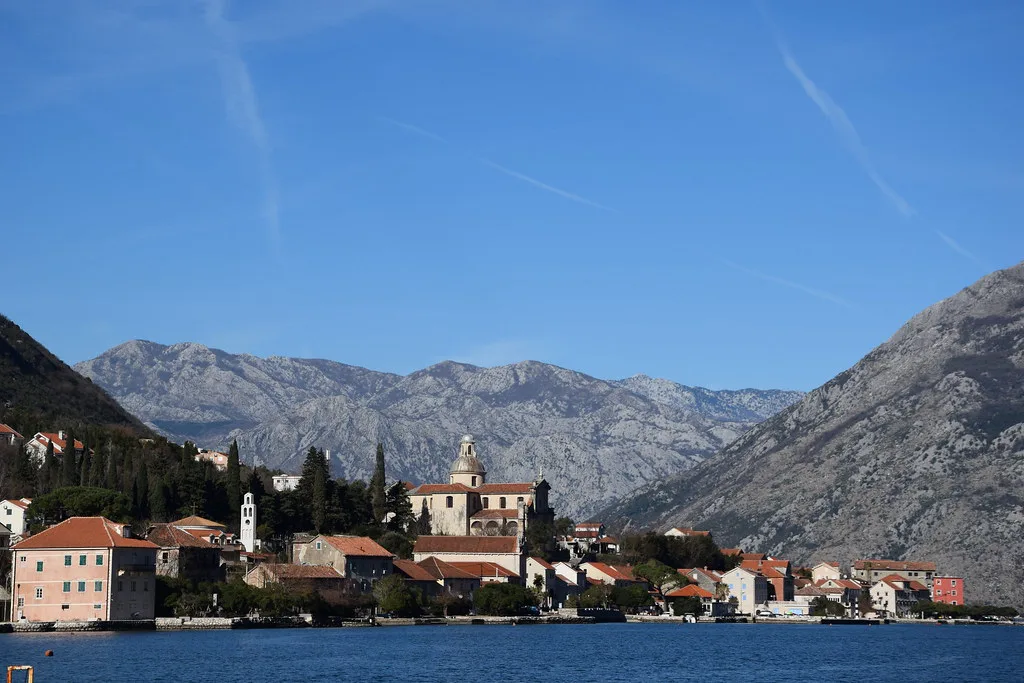 Prčanj on the shore of the Bay of Kotor.