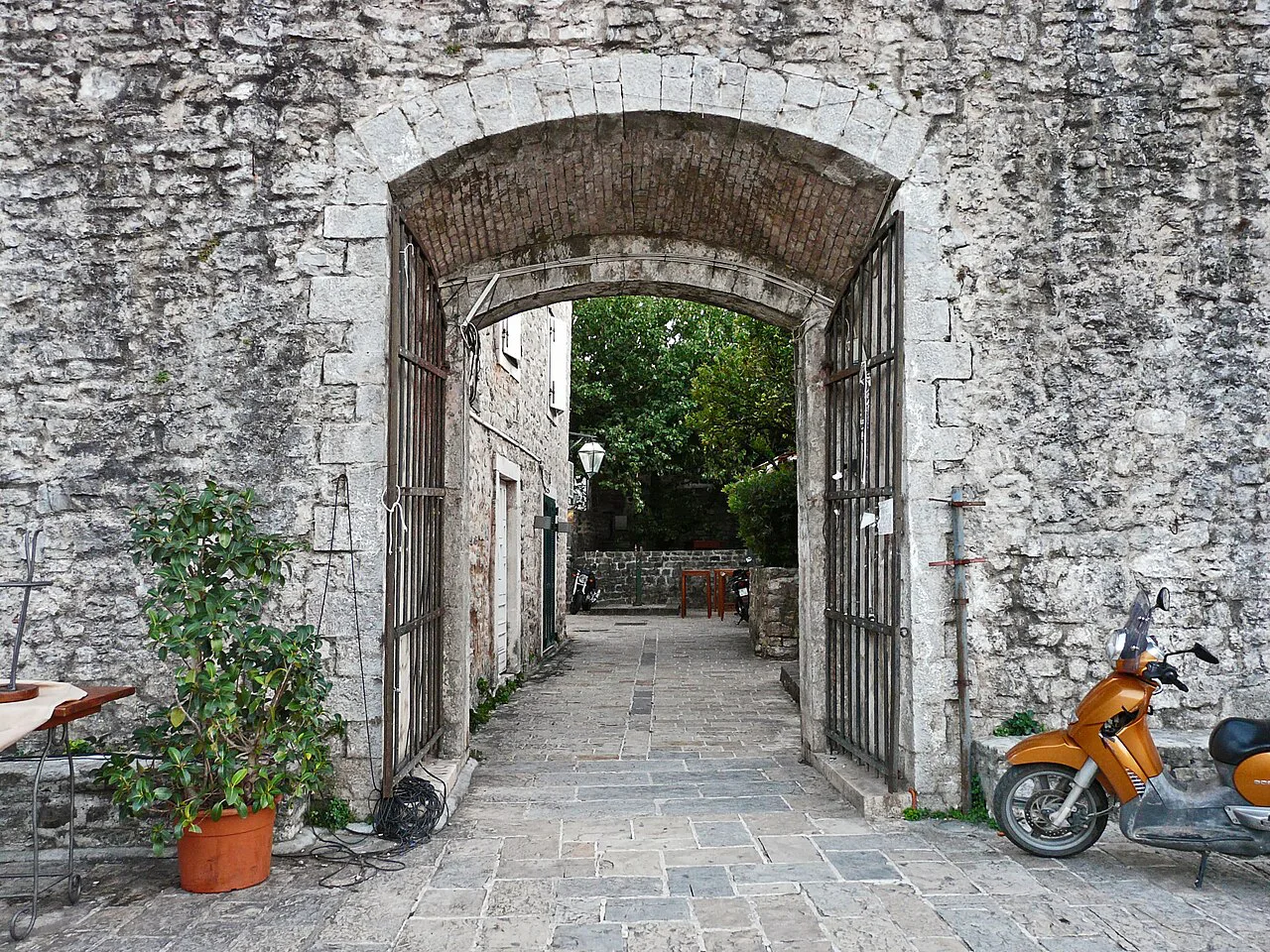 A stone gateway into Budva Old Town.