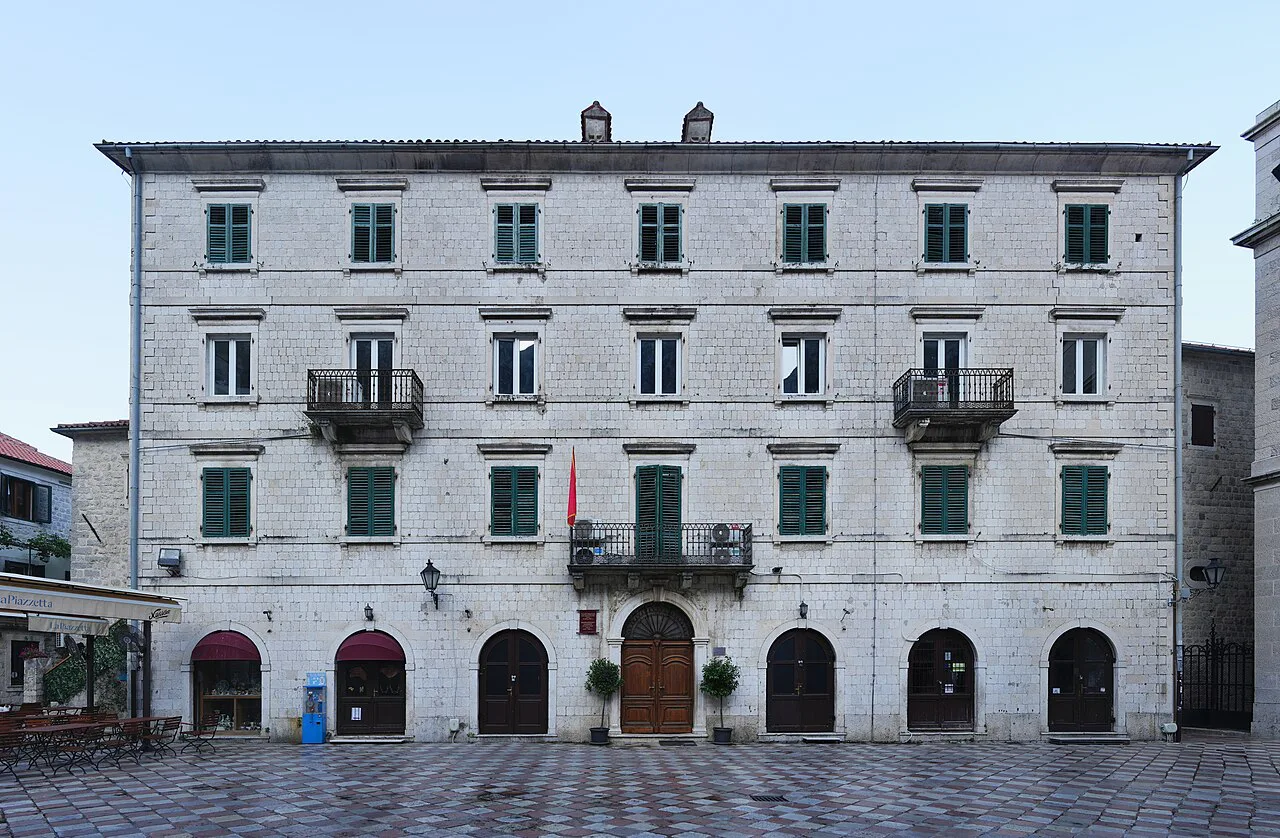 The Orthodox Bishop's Residence on a square in Kotor Old Town.