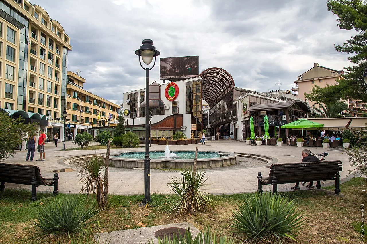 A square with a fountain in central Podgorica.