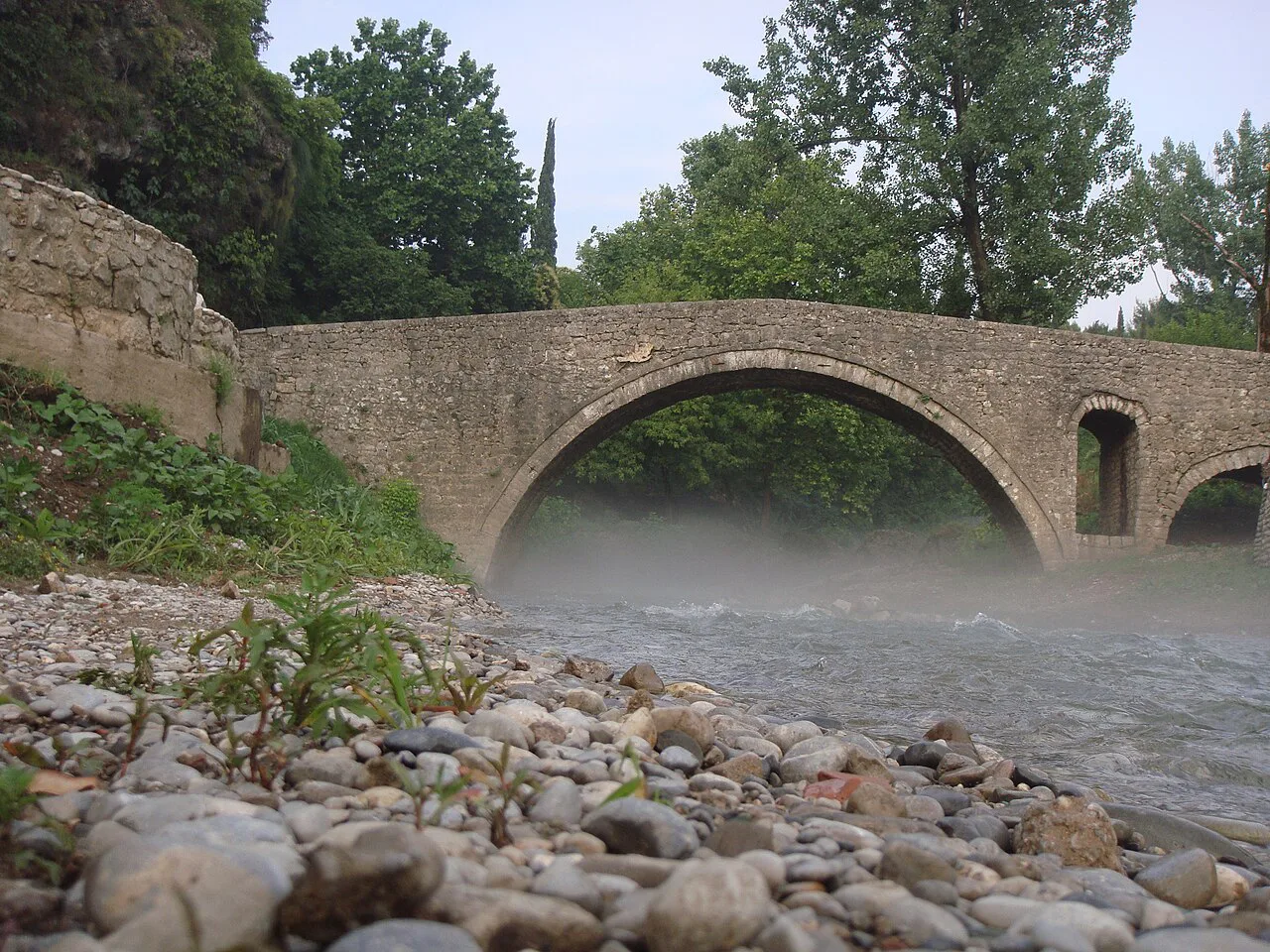 The old stone bridge over the Ribnica at Skaline, Podgorica.