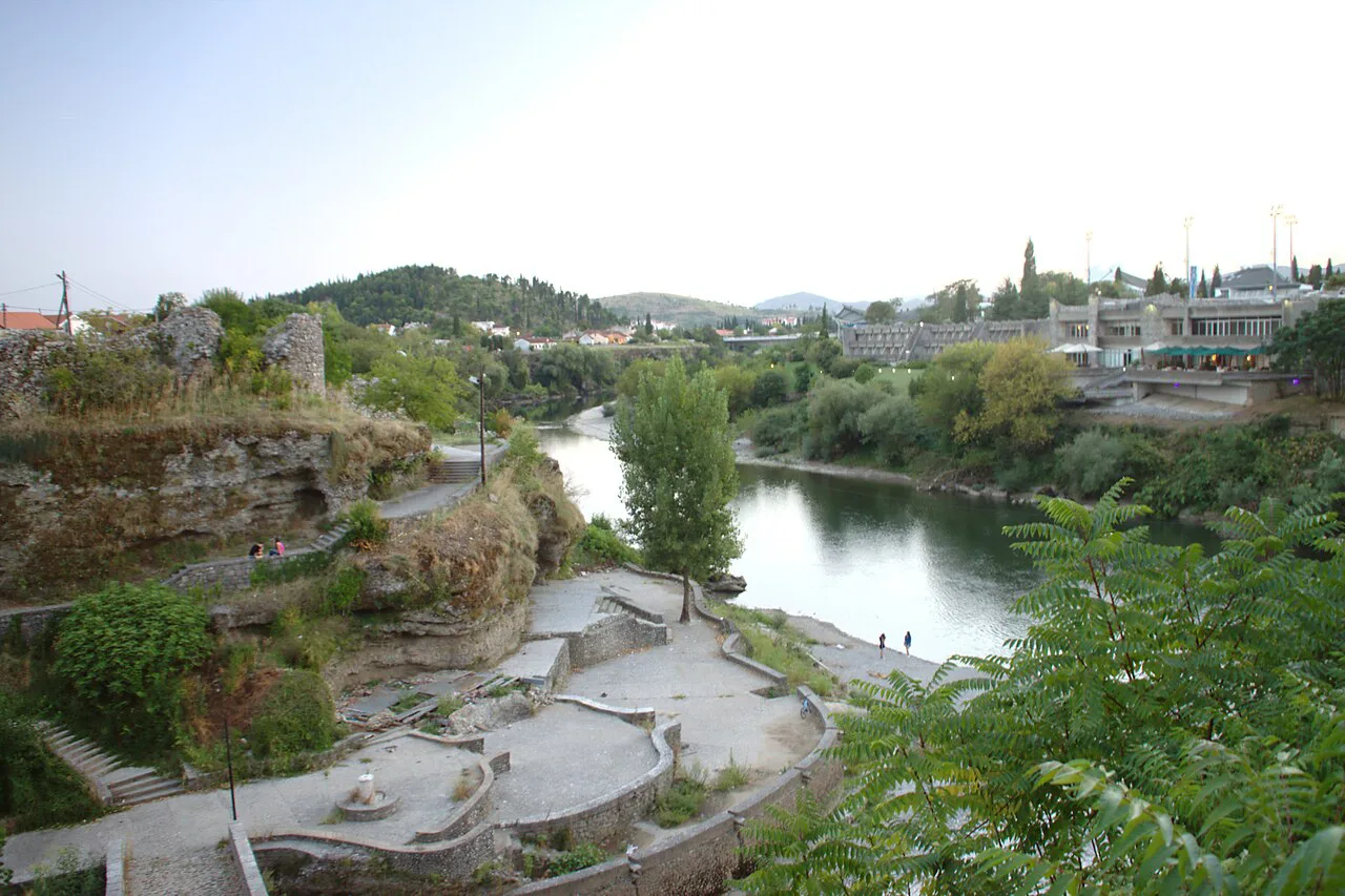 The Morača riverbank by Podgorica's historic centre