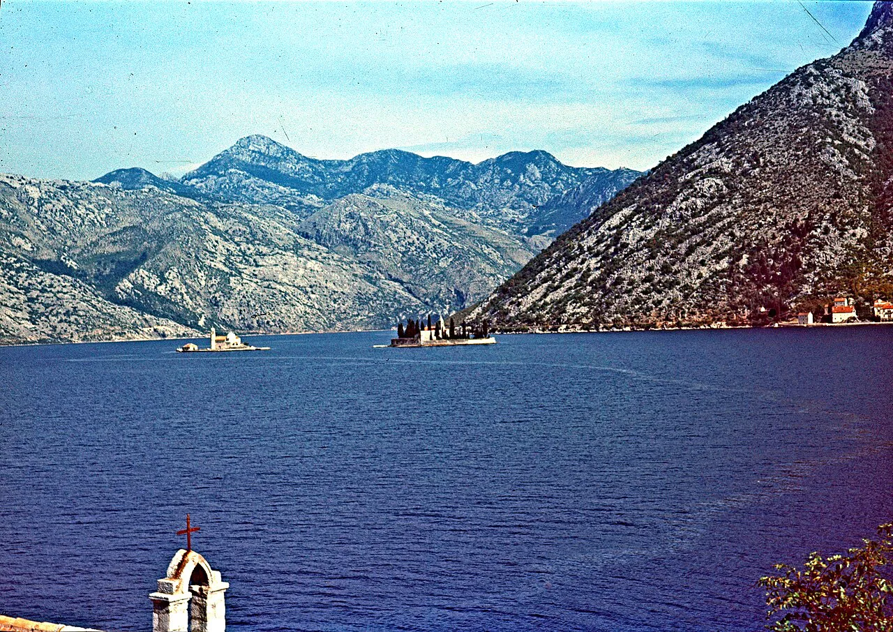 The islands off Perast seen from Stoliv in 1964.