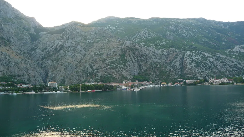 The Bay of Kotor and its mountains near Kotor.