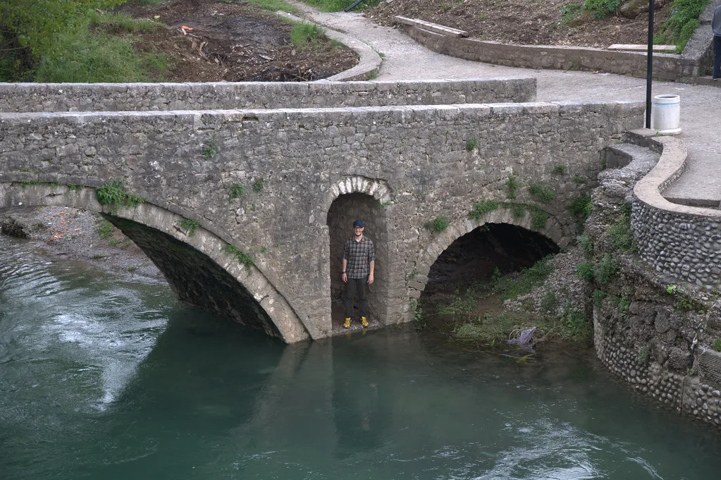 An old stone bridge over the river in Podgorica.