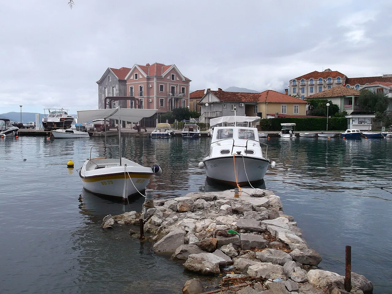 Small boats moored at the Kalimanjska harbour in Tivat.