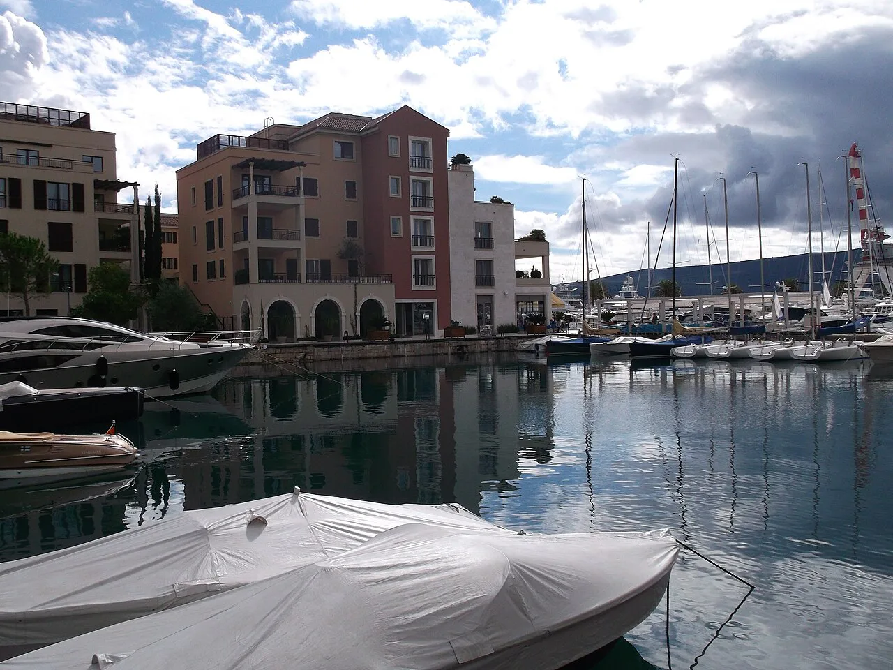 Yachts moored at the marina along Arsenalska in Tivat.