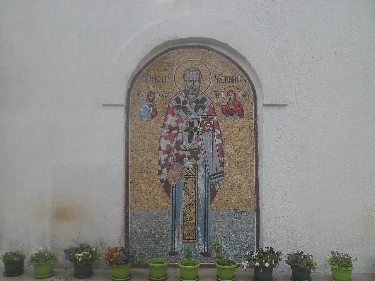 A mosaic of St Nicholas on the Church of St Nicholas in Ulcinj.