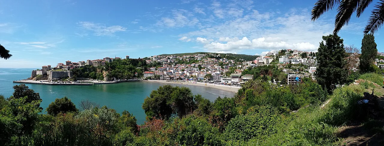 Panorama of Ulcinj Old Town and the bay.