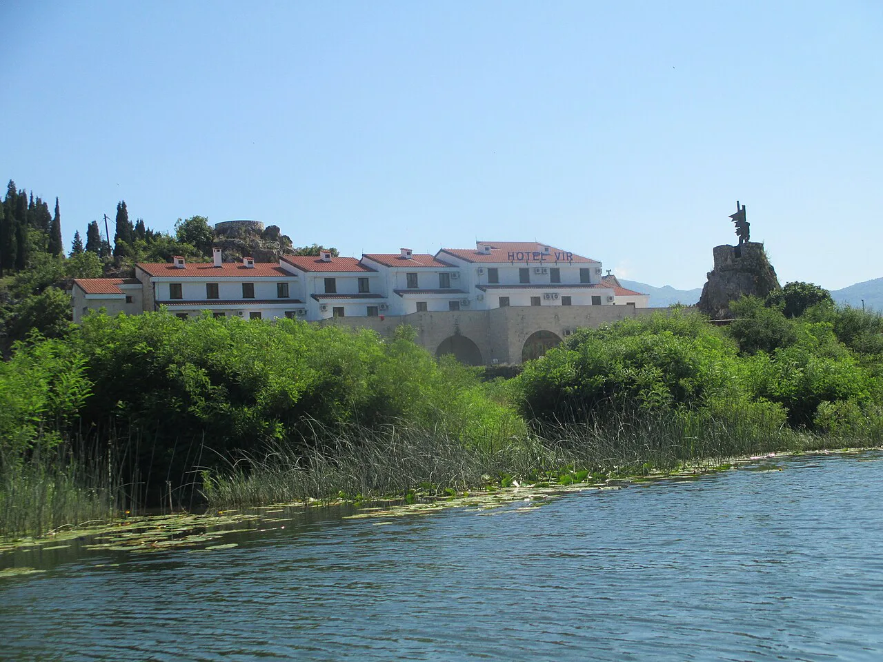 Virpazar's waterfront by Lake Skadar.